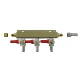 Gas Manifold - 3 Outlet, 3/8" Barbs
