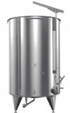 2150L Marchisio Stainless Steel Variable Volume Tank - with Legs, Sample Valve, TC Partial Drain, TC Bottom Drain, Manway, and Clock Thermometer