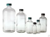 Heat Resistant Cap 20-400, Clear Glass Sample Bottle (Boston Round) -  1oz/30ml