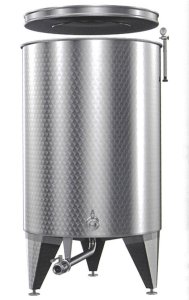 *DAMAGED* 1000L Marchisio Stainless Steel Variable Volume Tank - with Legs, Sample Valve, TC Partial Drain, TC Bottom Drain, and Clock Thermometer