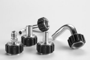 QuickConnector™ 3/8" barb fitting with 90° Elbow