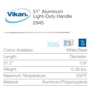51"  White Aluminum Light-Duty Handle